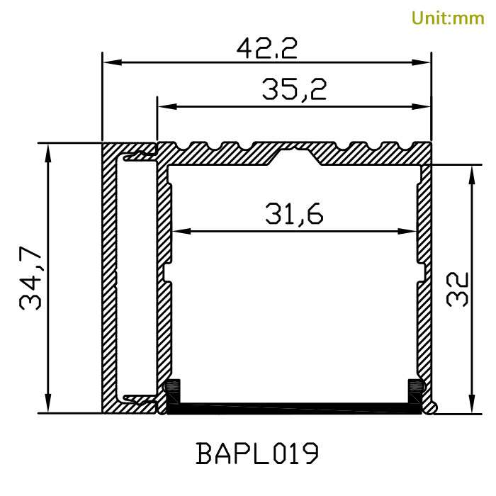 HL-BAPL019 Height 35mm High Power Recessed Extruded Aluminum Channel Profile Good heatsink For Width 30mm Ceiling and LED Pendant Lights HL-BAPL019 Height 35mm High Power Recessed Extruded Aluminum Channel Profile Good heatsink For Width 30mm Ceiling and LED Pendant Lights